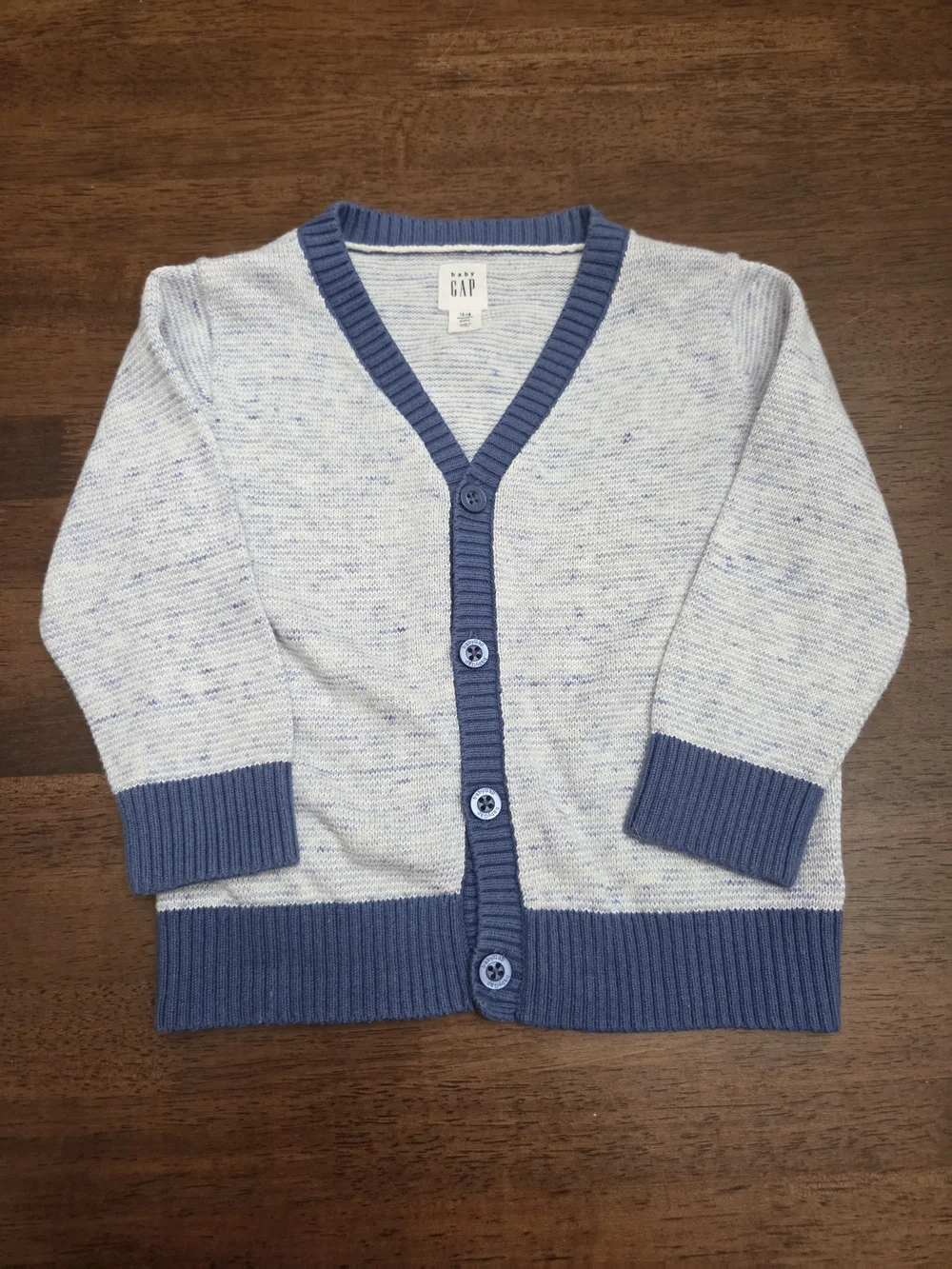 Baby GAP Blue & White Marled Button Cardigan